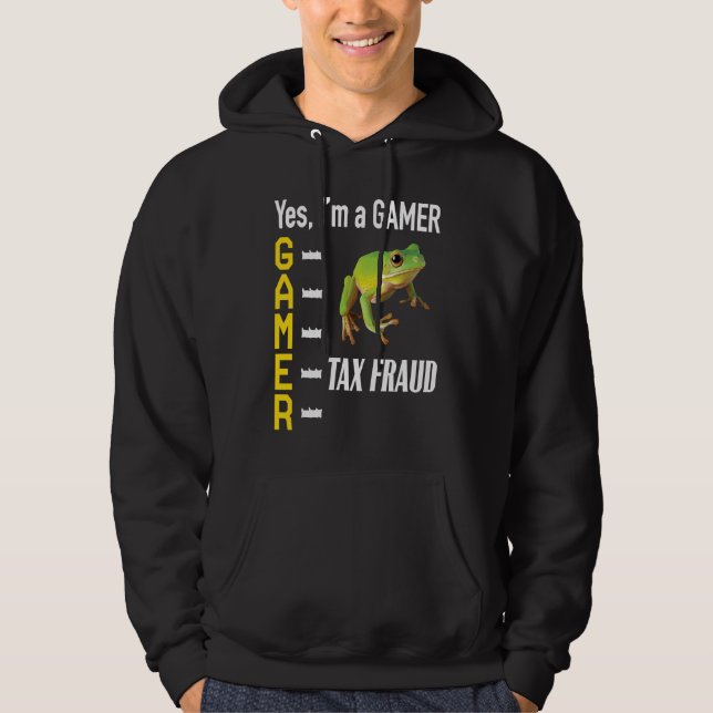Gamer Meme Commit Tax Fraud Frog  Weird Oddly Spec Hoodie (Front)