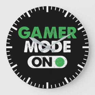 Gamer Mode On - Funny Video Gamer, Gaming Humour Large Clock