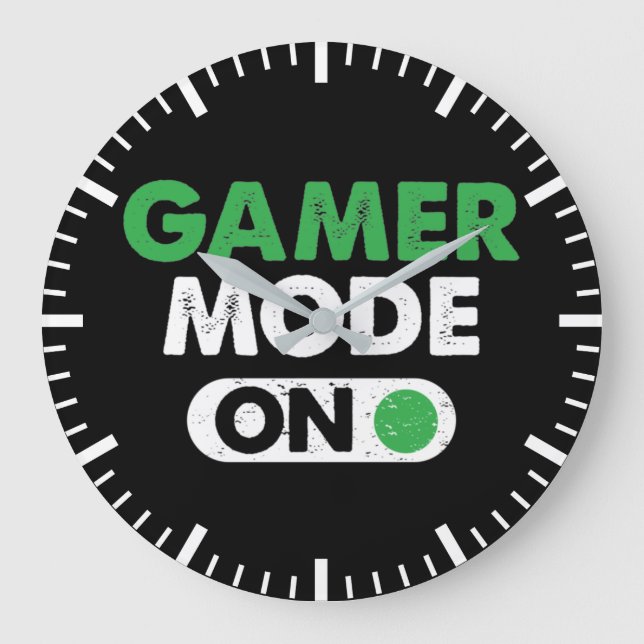 Gamer Mode On - Funny Video Gamer, Gaming Humour Large Clock (Front)
