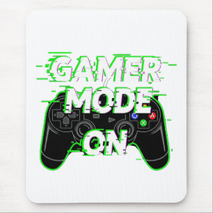 Gamer Mode ON – Neon Glitch Gaming T-Shirt Design Mouse Pad