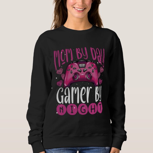 Gamer Mom Motherhood Joystick Controller Video Gam Sweatshirt (Front)