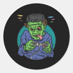 Gamer Monster Halloween Costume Gaming Video-game  Classic Round Sticker