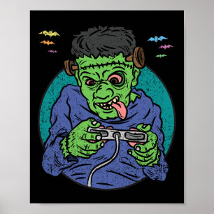 Gamer Monster Halloween Costume Gaming Video-game  Poster