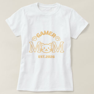 Gamer Mum Est 2026 Cat Face Art T-Shirt