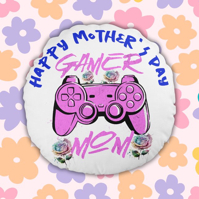 Gamer Mum Happy Mother's Day | Round Cushion (Creator Uploaded)