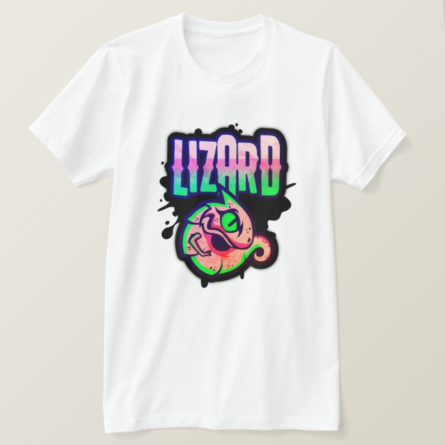 Gamer Neon Lime Lizard Splash T-Shirt (Design Front)