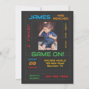 Gamer Next Level Birthday Invitation with Photo