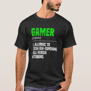 Gamer Noun Definition Video Game Player Gaming Pc  T-Shirt