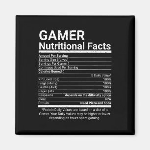 Gamer Nutrition Facts Video Games Computer Nerd Magnet