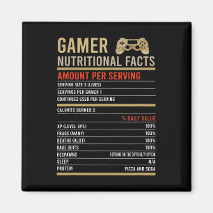 Gamer Nutritional Facts Cool Gamer Video Game Fun Magnet