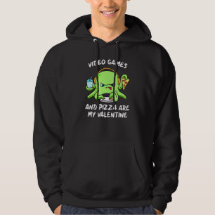 Gamer Octopus Gaming Pizza Funny Video Games Valen Hoodie