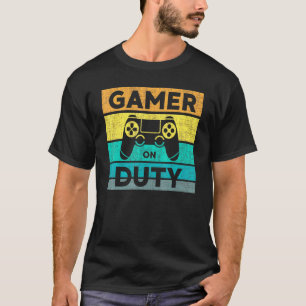 Gamer On Duty Gaming Retro Vintage T-Shirt