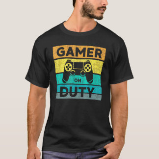 Gamer On Duty Gaming Retro Vintage T-Shirt
