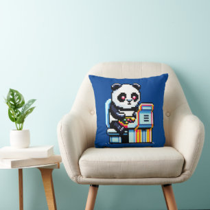 Gamer Panda - Cute Pixel Art Arcade Design Cushion