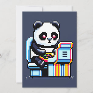 Gamer Panda - Cute Pixel Art Arcade Design Holiday Card