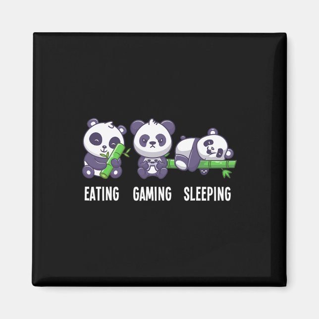 Gamer Panda Eating Gaming Sleeping For Multiplayer Magnet (Front)