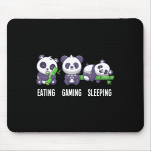 Gamer Panda Eating Gaming Sleeping For Multiplayer Mouse Pad