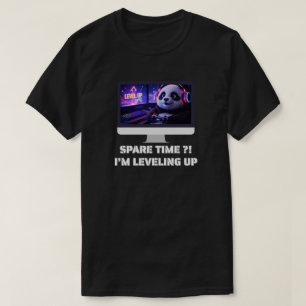 Gamer Panda Levelling Up Neon PC Art T-Shirt