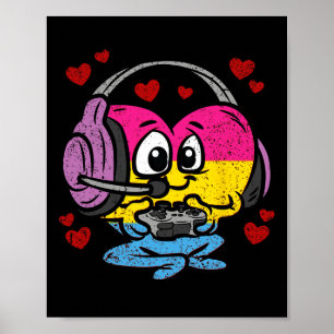 Gamer Panual Heart Pride Lgbt-q Retro Gaming Video Poster