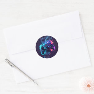 Gamer party envelope  classic round sticker