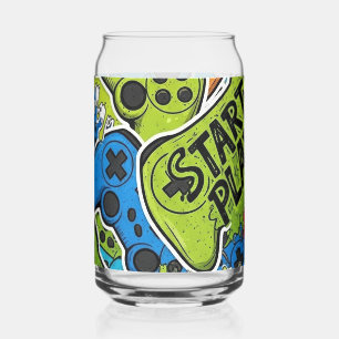 Gamer Pattern Can Glass