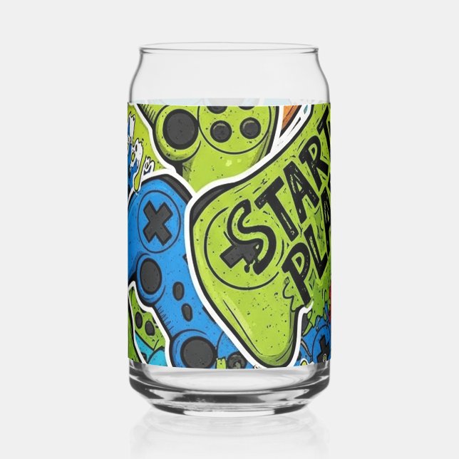 Gamer Pattern Can Glass (Front)