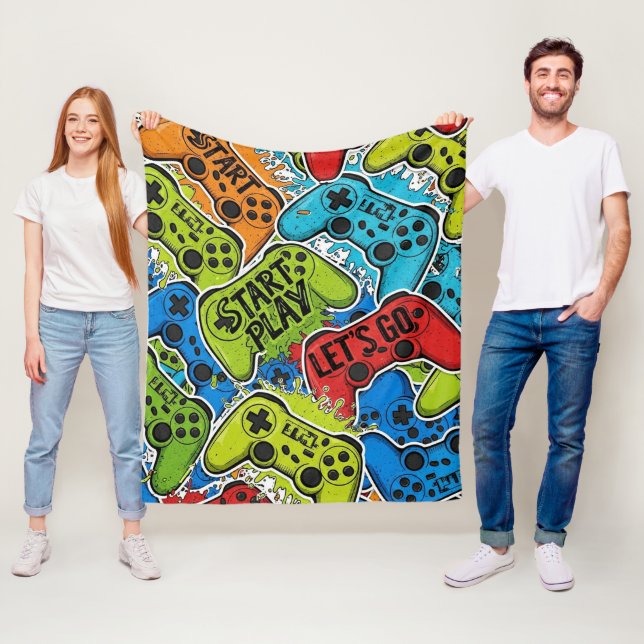 Gamer Pattern Fleece Blanket (In Situ)