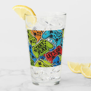 Gamer Pattern Glass Cup