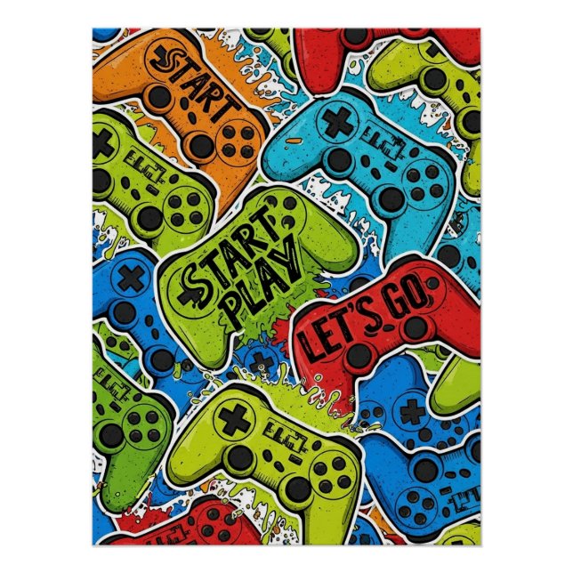 Gamer Pattern Glossy Poster (Front)