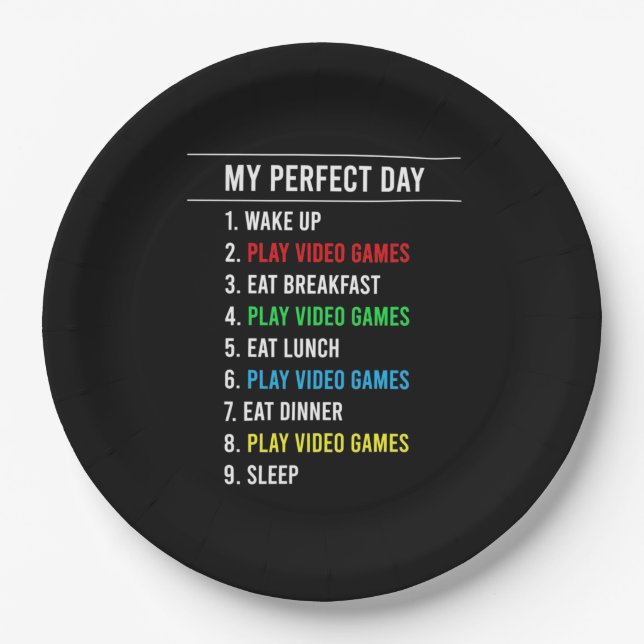 Gamer Perfect Day Paper Plate (Front)