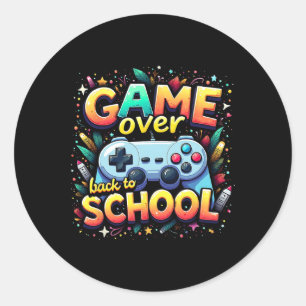 Gamer Pixel Game Over Student Back To School  Classic Round Sticker