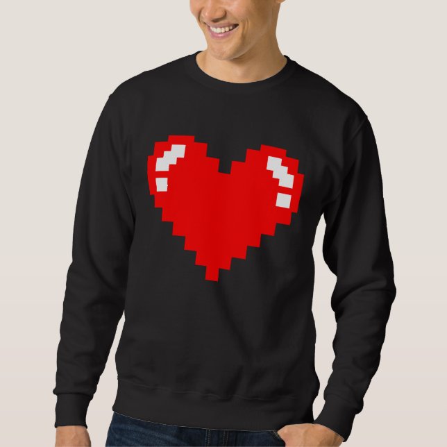 Gamer Pixel Heart Online Gaming Video Games Valent Sweatshirt (Front)