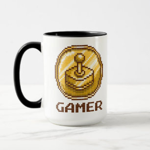 Gamer Pixel Joystick Emblem - Retro Gaming Mug