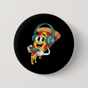 Gamer Pizza Video Gaming Funny Food Men Boys Kids  6 Cm Round Badge