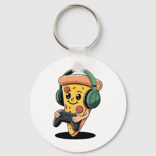 Gamer Pizza Video Gaming Funny Food Men Boys Kids Key Ring