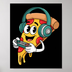 Gamer Pizza Video Gaming Funny Food Men Boys Kids Poster