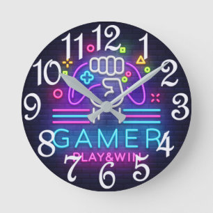 Gamer Play And Win Round Clock