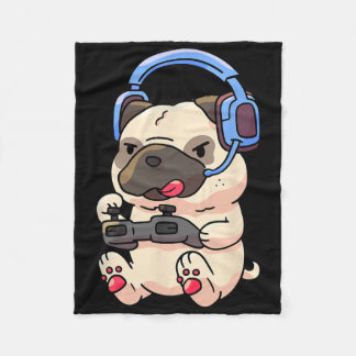 Gamer Pug Gaming Pugs Video Game Gift  Fleece Blanket