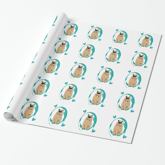 Gamer Pug Wrapping Paper (Unrolled)