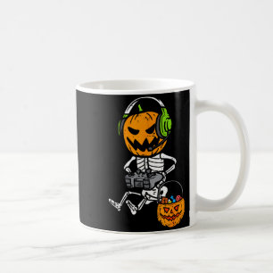 Gamer Pumpkin Skeleton Funny Halloween Gaming Boys Coffee Mug