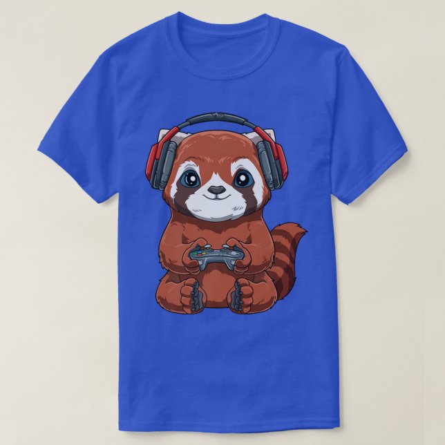 Gamer Red Panda  Online Gaming Computer Video Game T-Shirt (Design Front)