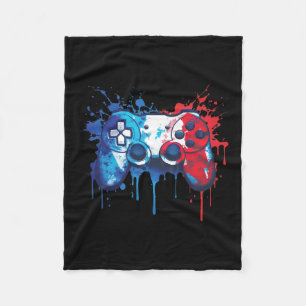 Gamer - Red White Blue 4th Of July Video Game 2  Fleece Blanket