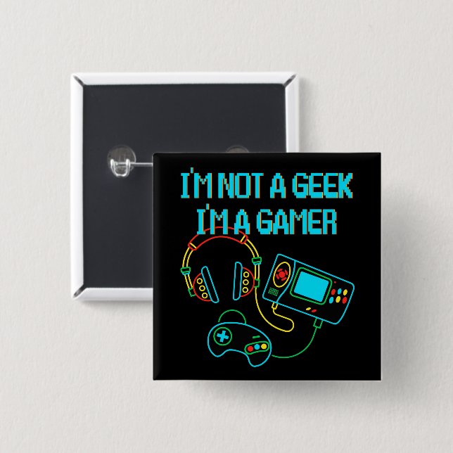 Gamer Retro Neon 15 Cm Square Badge (Front & Back)