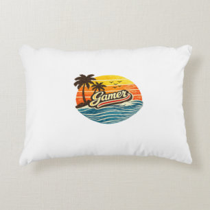 Gamer Retro Sunset Design Decorative Cushion