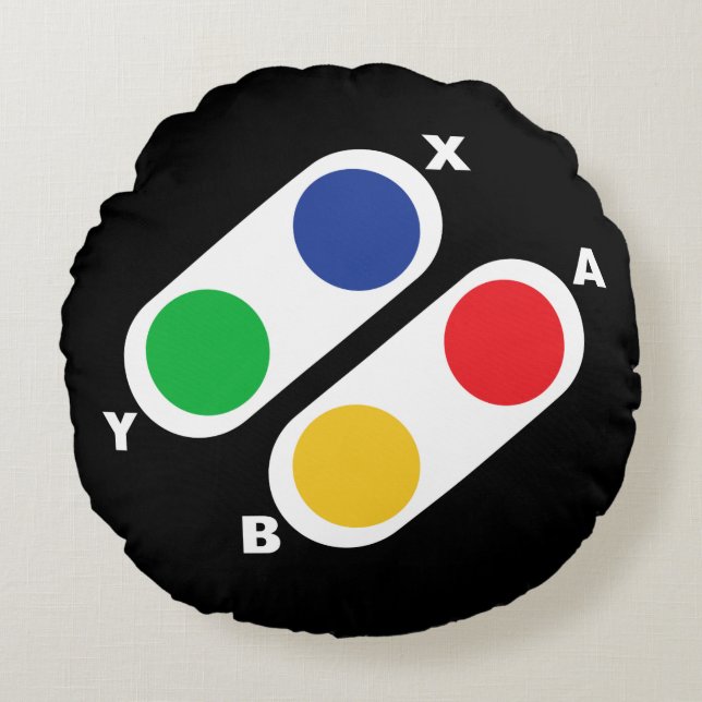 Gamer Round Pillow Video Game Controller Pad (Front)