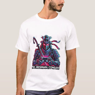 Gamer Samurai – Rise, Respawn, Conquer Cyberpunk  T-Shirt