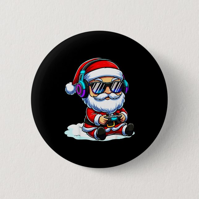 Gamer Santa Video Game Christmas Gaming  6 Cm Round Badge (Front)