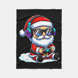 Gamer Santa Video Game Christmas Gaming  Fleece Blanket