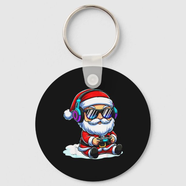 Gamer Santa Video Game Christmas Gaming  Key Ring (Front)