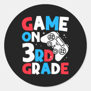 Gamer Sayings Game On 3rd Grade Retro Video Games Classic Round Sticker